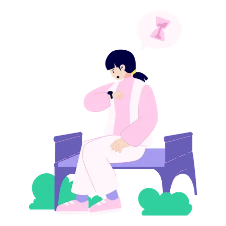 Girl waiting for boyfriend  Illustration