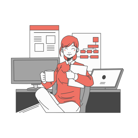 Girl waiting for meeting time  Illustration