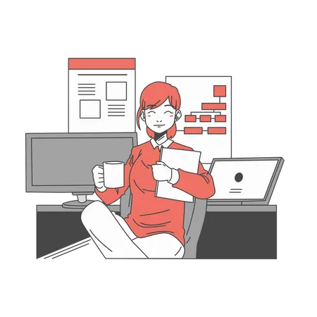 Girl waiting for meeting time  Illustration
