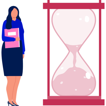 Girl waiting for sandglass to finish  Illustration