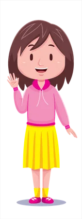 Girl waiving hand  Illustration