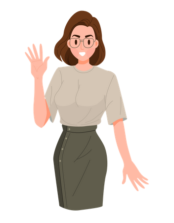 Girl waiving hand  Illustration