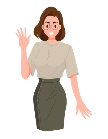 Girl waiving hand  Illustration