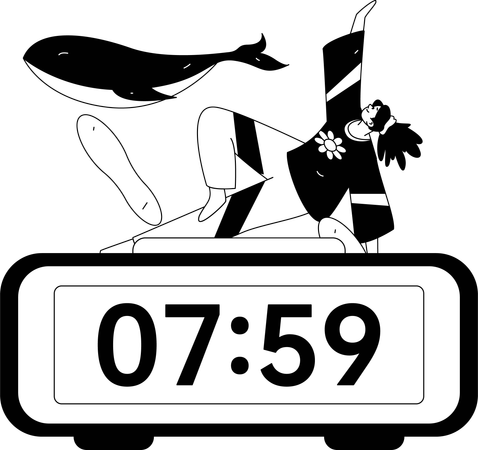 Girl wakes on time for yoga sessions  Illustration
