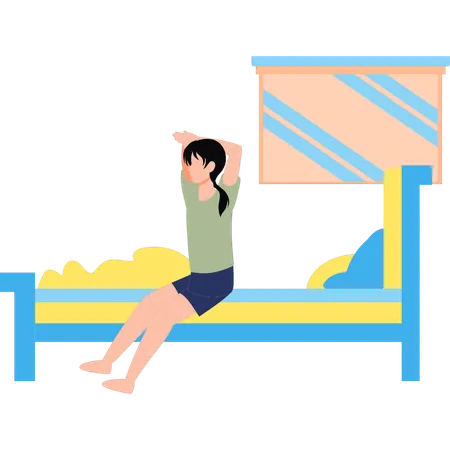 The Girl Is Wake Up Early In The Morning Illustration