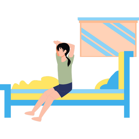 Girl wakes up early in the morning  일러스트레이션