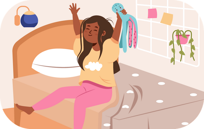 Girl waking up in Morning  Illustration