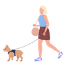 illustrations for girl walk with dog