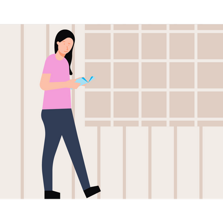 Girl walking and reading book  Illustration