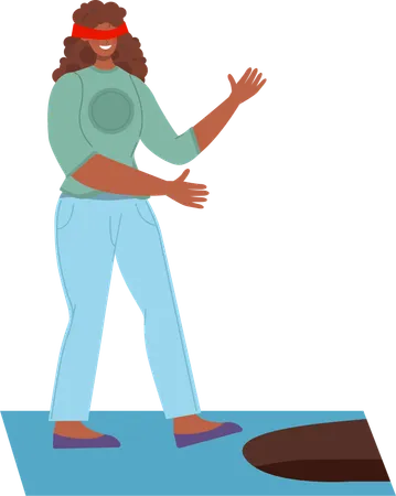 Girl walking blindly while getting failure  Illustration