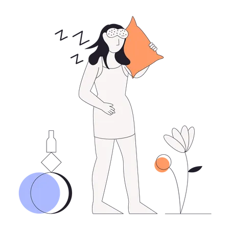 Girl walking in between of sleep Illustration