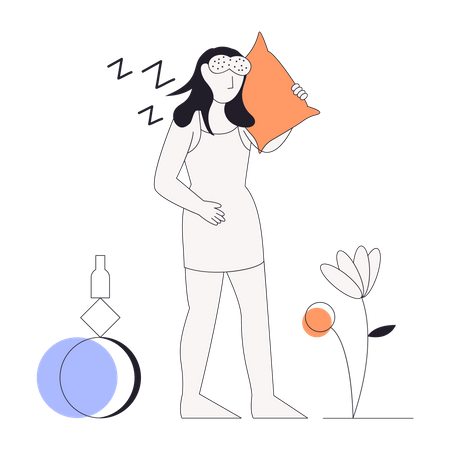 Girl walking in between of sleep  Illustration