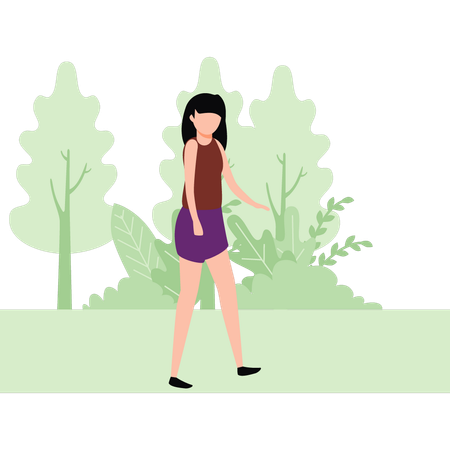 Girl walking in forest  Illustration