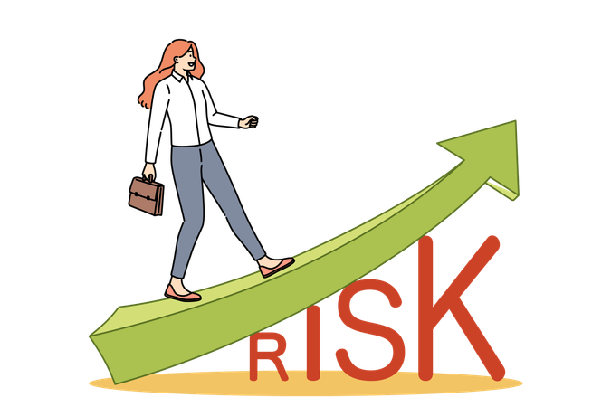 Girl walking on risk graph  Illustration