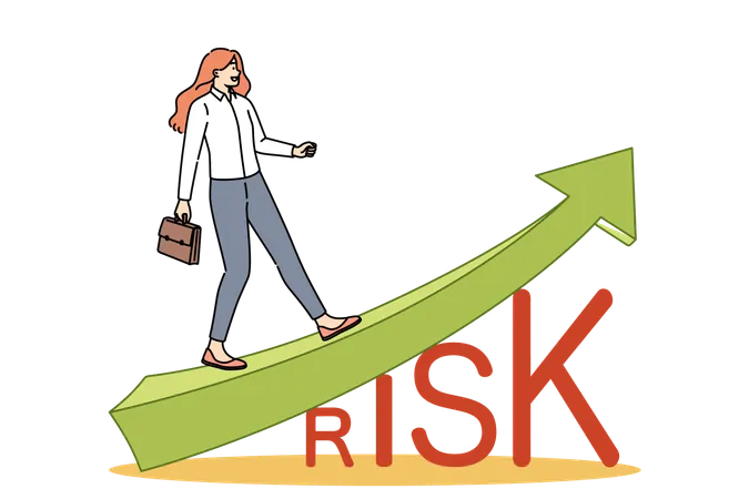 Girl walking on risk graph  Illustration