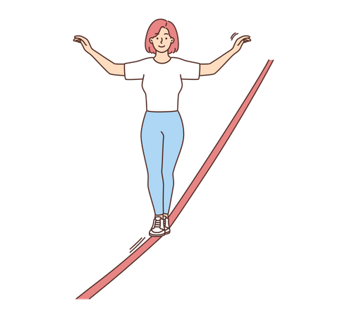 Girl walking on rope  Illustration