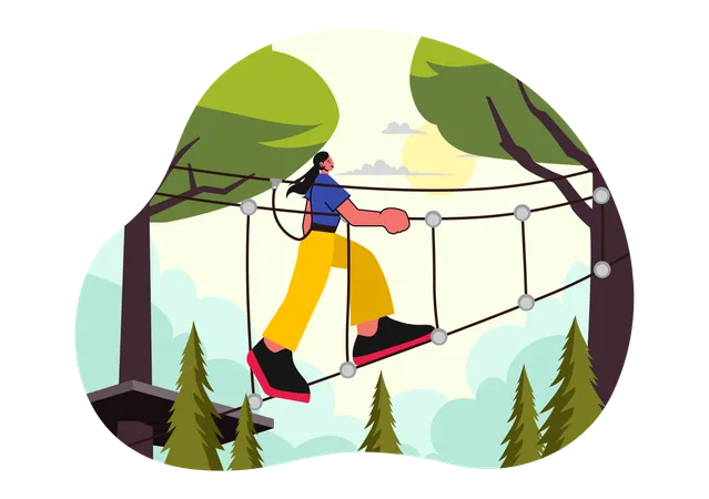 Girl walking on rope  Illustration