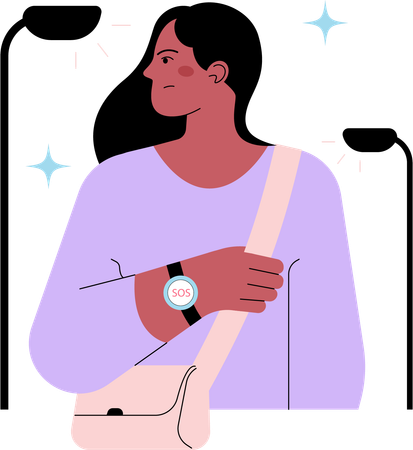 Girl walking on the streets late at night  Illustration