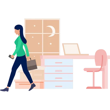 Girl walking to office  Illustration