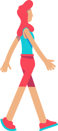Girl walking while doing exercise Illustration