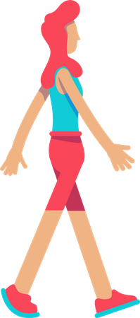 Girl walking while doing exercise  Illustration