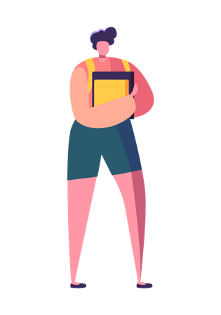 Girl walking with books in her hand Illustration
