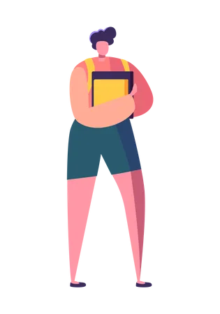 Girl walking with books in her hand  Illustration