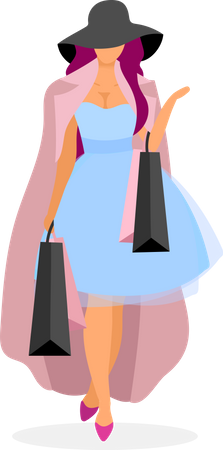 Girl walking with shopping bags  Illustration