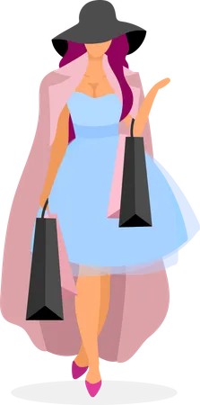 Girl walking with shopping bags  Illustration