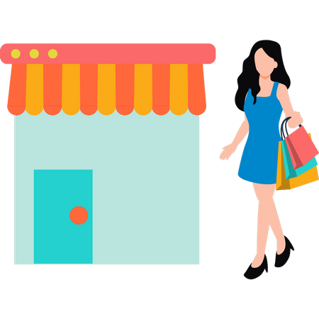 Girl walking with shopping bags  Illustration