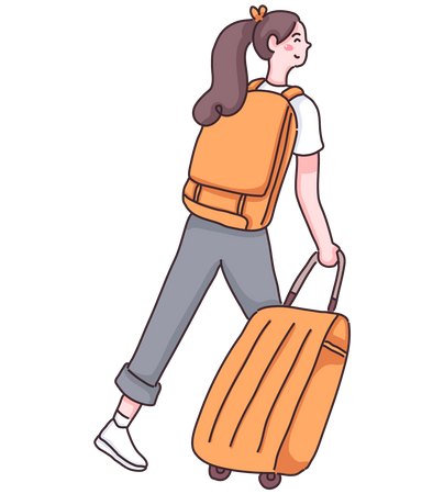 Girl walking with suitcase Illustration