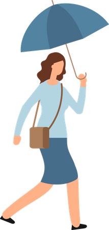 Girl walking with umbrella Illustration
