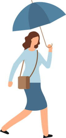 Girl walking with umbrella  Illustration