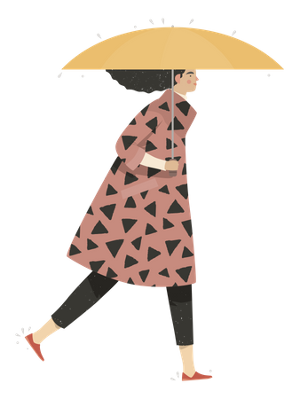 Girl walking with umbrella  Illustration