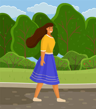 Girl walks in park  Illustration