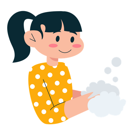 Girl washing hands Illustration