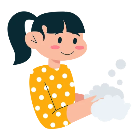 Girl washing hands  Illustration