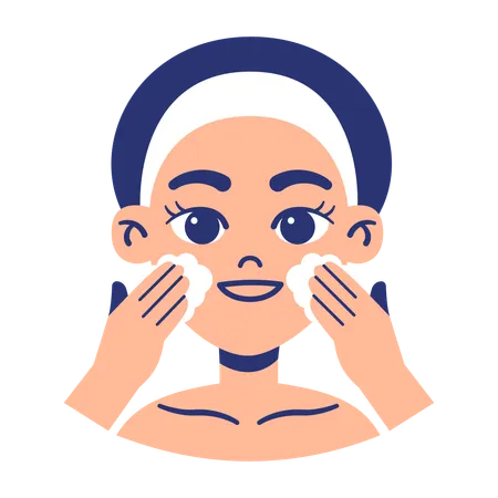 Girl Washing Her Face  Illustration