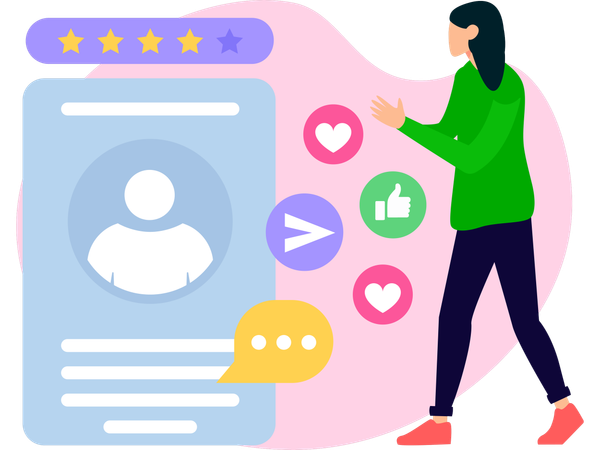 Girl watching Awarded website  Illustration