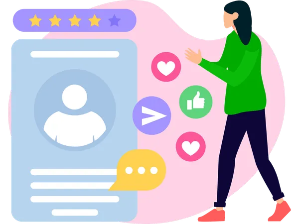Girl watching Awarded website  Illustration
