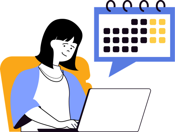 Girl watching business calendar  Illustration