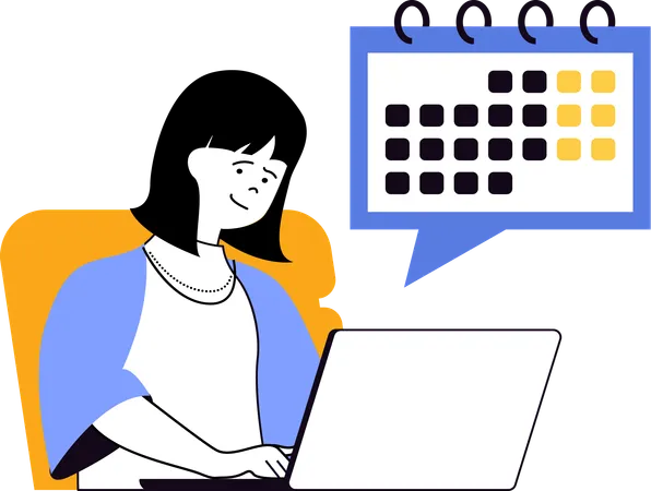 Girl watching business calendar  Illustration