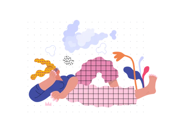 Life Unframed Cloud Dreamer Modern Flat Vector Concept Illustration Of A Girl Watching Clouds Metaphor Of Unpredictability Imagination Whimsy Cycle Of Existence Play Growth And Discovery Illustration