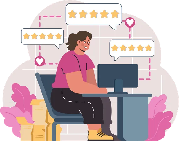 Girl watching customer rating  Illustration