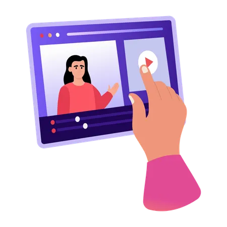 Girl watching learning tutorial Illustration