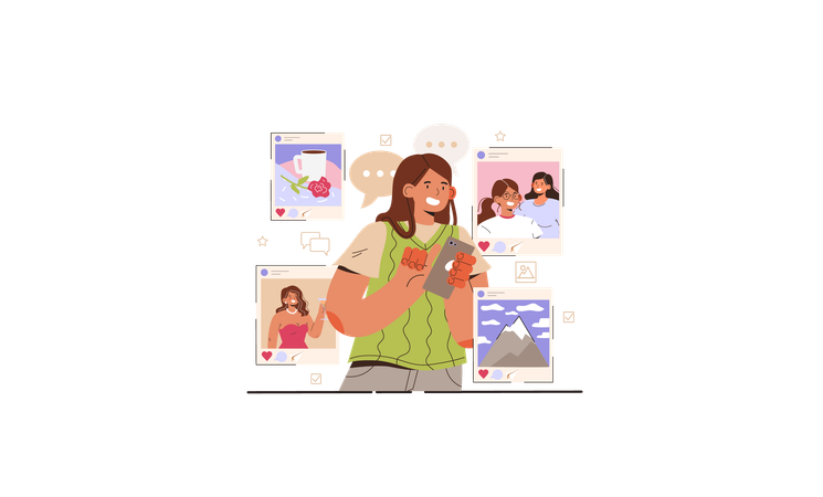 Girl watching Life-based content  Illustration