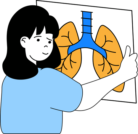 Girl watching lungs report  Illustration