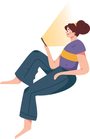 Girl watching movie on mobile  Illustration