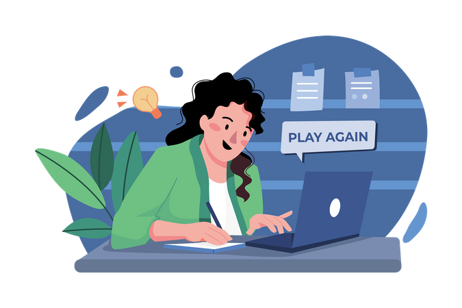 Girl watching online educational video  イラスト