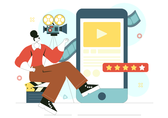 Girl watching online film review  Illustration